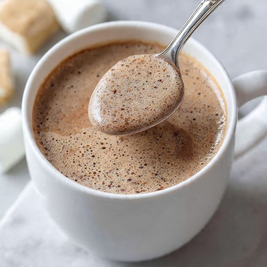 A clear glass cup filled with a light brown creamy milkshake topped with a large spiral of white whipped cream. The top edge of the glass is decorated with dark chocolate sprinkles that also stick slightly down the side. Chocolate syrup is drizzled over the whipped cream in thin, uneven lines, and there are small chocolate chips scattered on top. The glass sits on a white marbled surface. Photo taken with an iphone --ar 4:5 --v 7