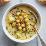 Creamy Roasted Garlic Chickpea Soup with Crispy Spiced Chickpeas Recipe