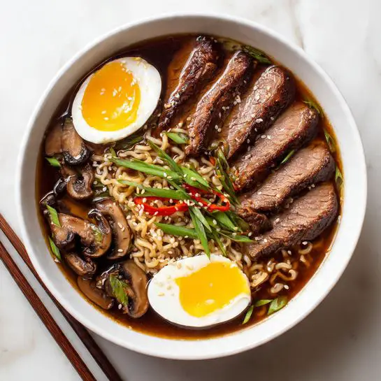 One-Pan Ramen Noodles with Ground Beef and Vegetables Recipe
