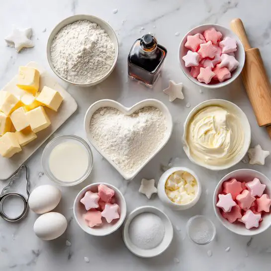 The image shows a round tart with a thick, golden crust. On top of the crust, there is a smooth, dark red layer of jam. Above the jam, there are many small dollops of two colors of frosting, pink and light beige, arranged close together to cover the whole surface evenly. The tart is on a white marbled surface, and a slice is being lifted with a silver spatula. The background has white tiled walls and a stack of white plates is partially visible. photo taken with an iphone --ar 4:5 --v 7