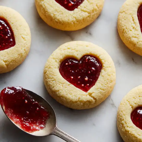 Jam-Filled Heart Shortbread Cookies Recipe