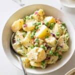 Creamy Potato Salad with Eggs, Peas, Carrots, and Spicy Dressing Recipe