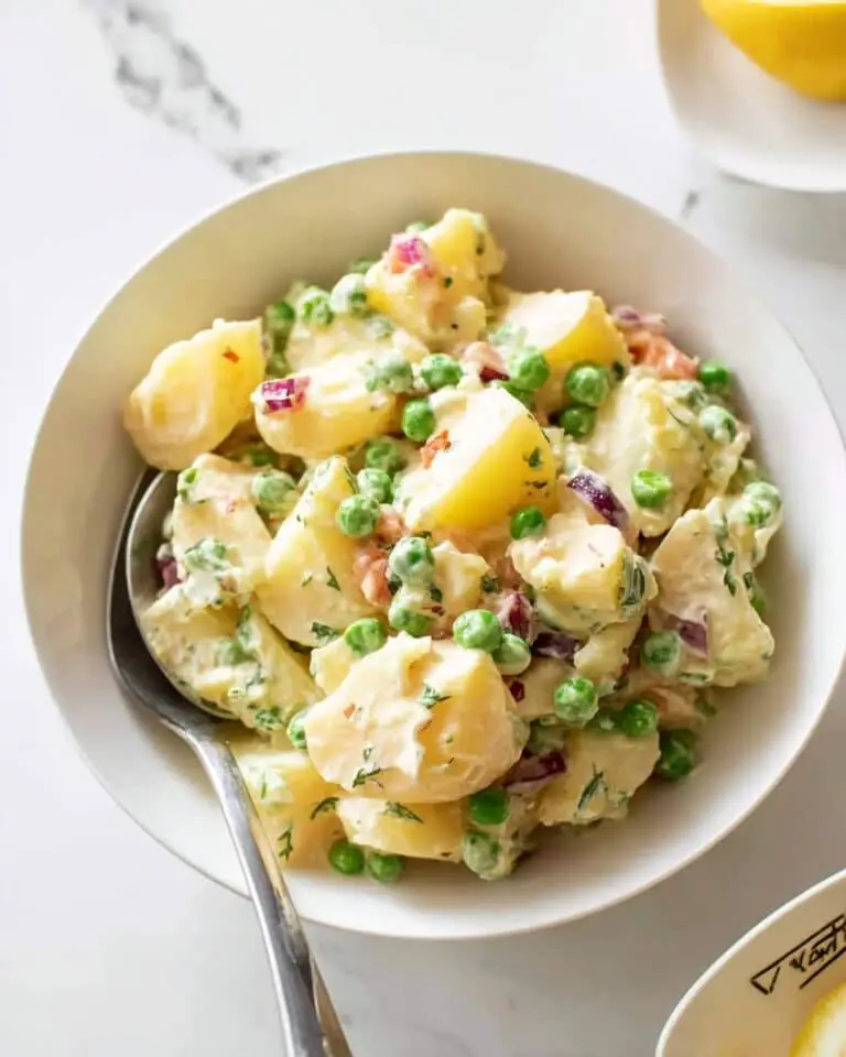 Creamy Potato Salad with Eggs, Peas, Carrots, and Spicy Dressing Recipe