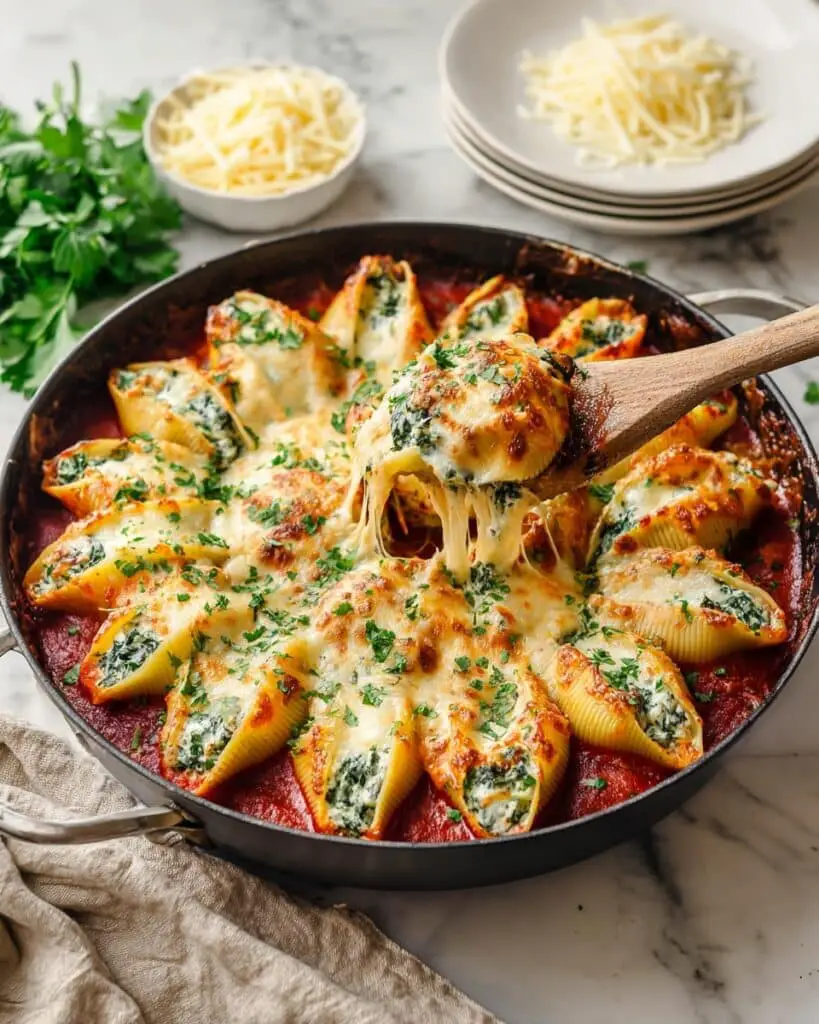 Creamy Spinach and Ricotta Stuffed Shells with Marinara Recipe