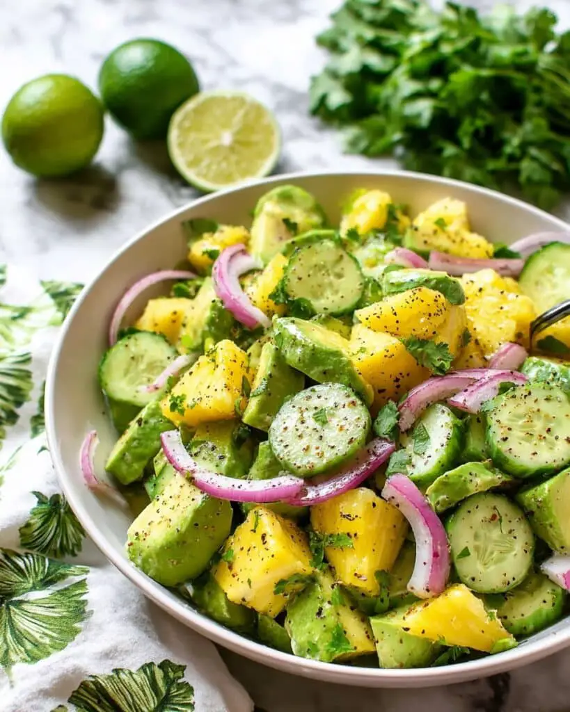 Tropical Cucumber Salad with Avocado and Poppy Seed Vinaigrette Recipe