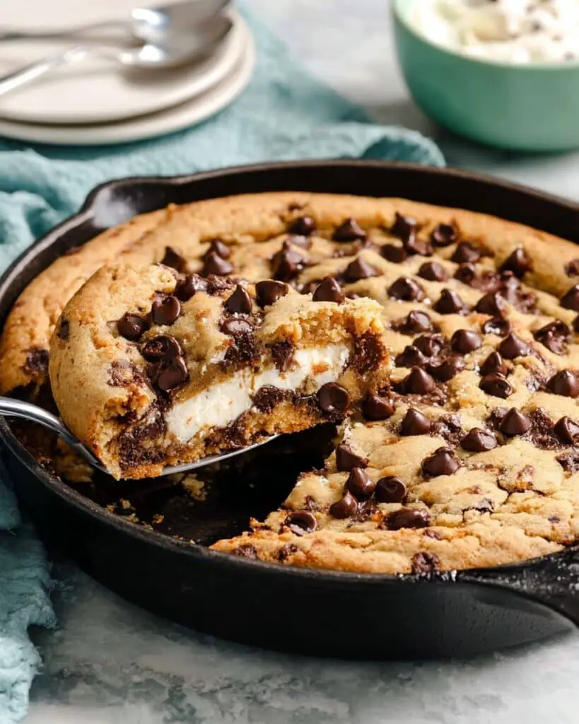 Chip Skillet Cookie with Cheesecake Filling Recipe