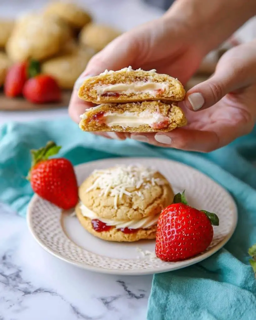 Cheesecake Cookies with Strawberry Jam and White Chocolate Recipe