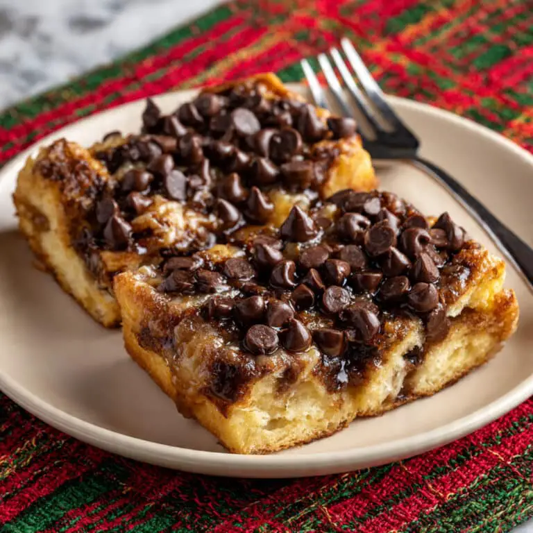 Croissant Breakfast Bake with Chocolate Chips and Cream Cheese Recipe