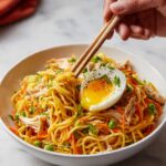 Slow Cooker Chicken Ramen with Vegetables and Soft Boiled Egg Recipe