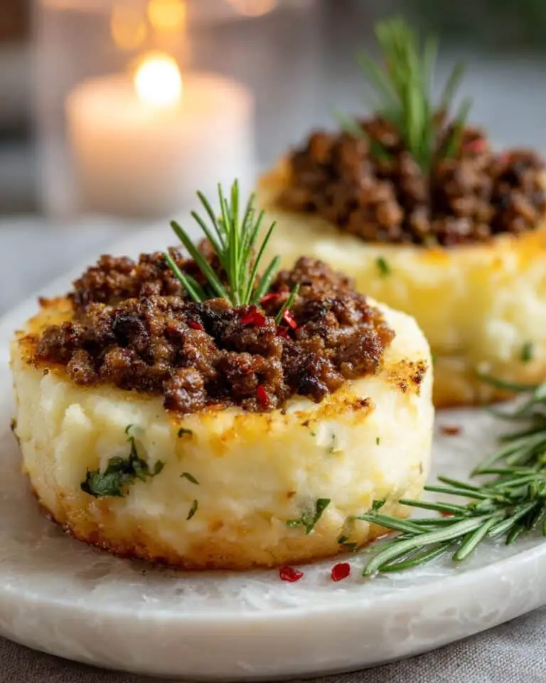 Mashed Potato Nests with Savory Meat and Veggie Filling Recipe