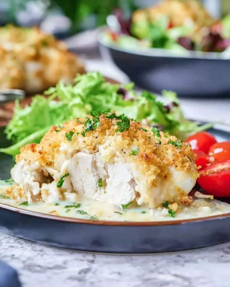 Creamy Caesar Chicken with Crispy Crouton Topping Recipe