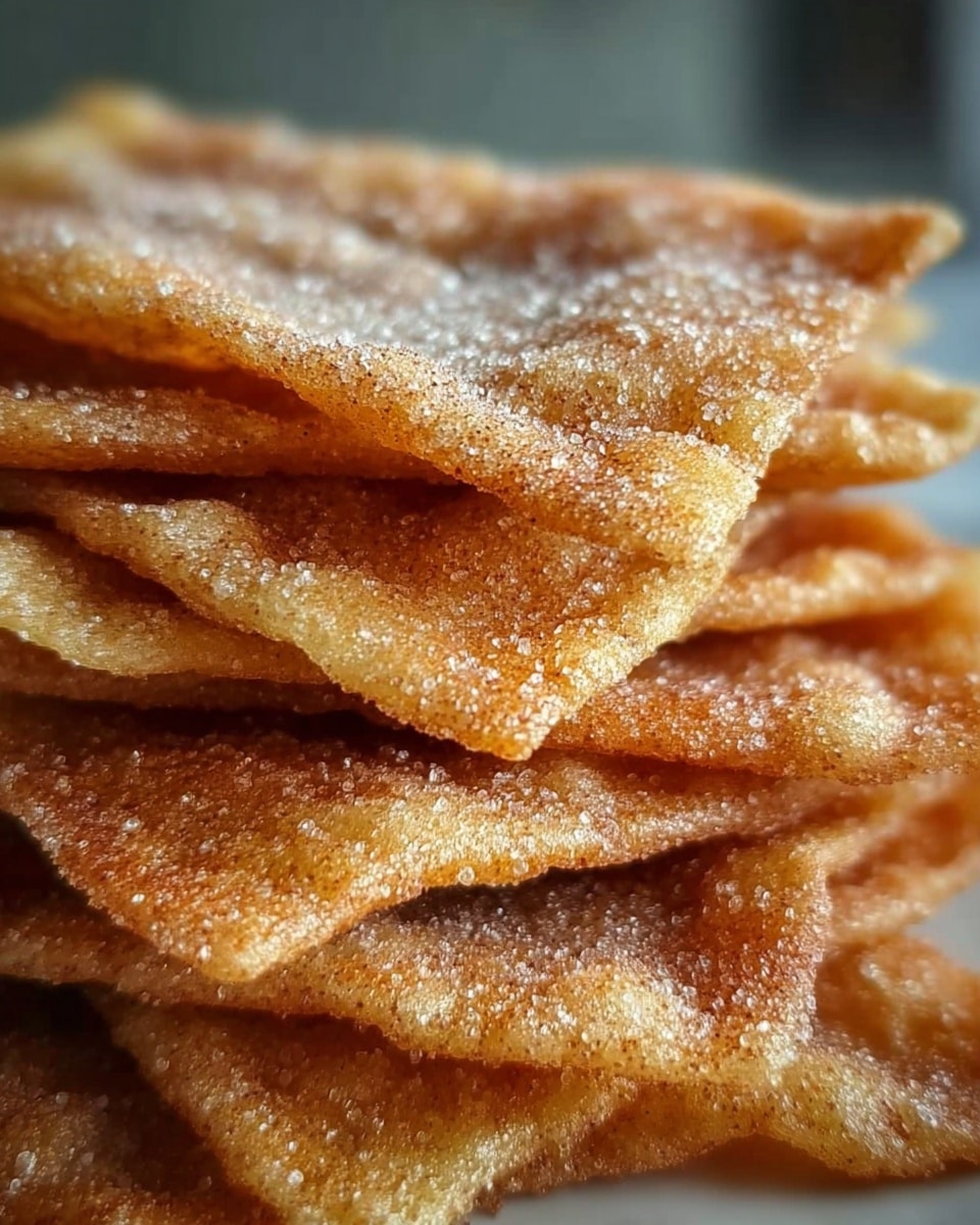 A stack of multiple thin, crispy squares covered with a light dusting of sugar and cinnamon, each piece showing a golden-brown color with slight bubbles and a crisp texture, neatly piled on top of one another, with a soft focus background. photo taken with an iphone --ar 4:5 --v 7
