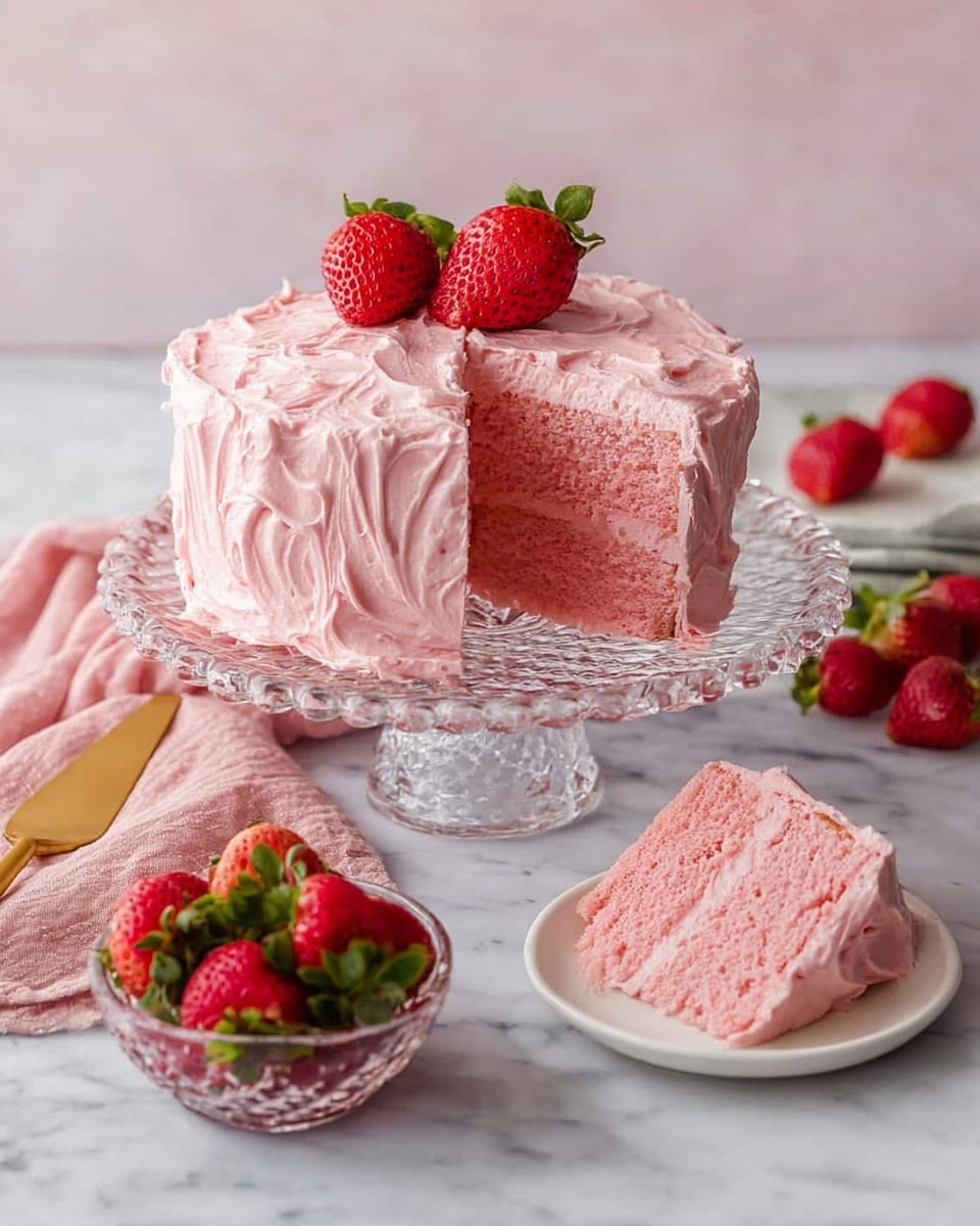Strawberry Layer Cake with Cream Cheese Frosting Recipe