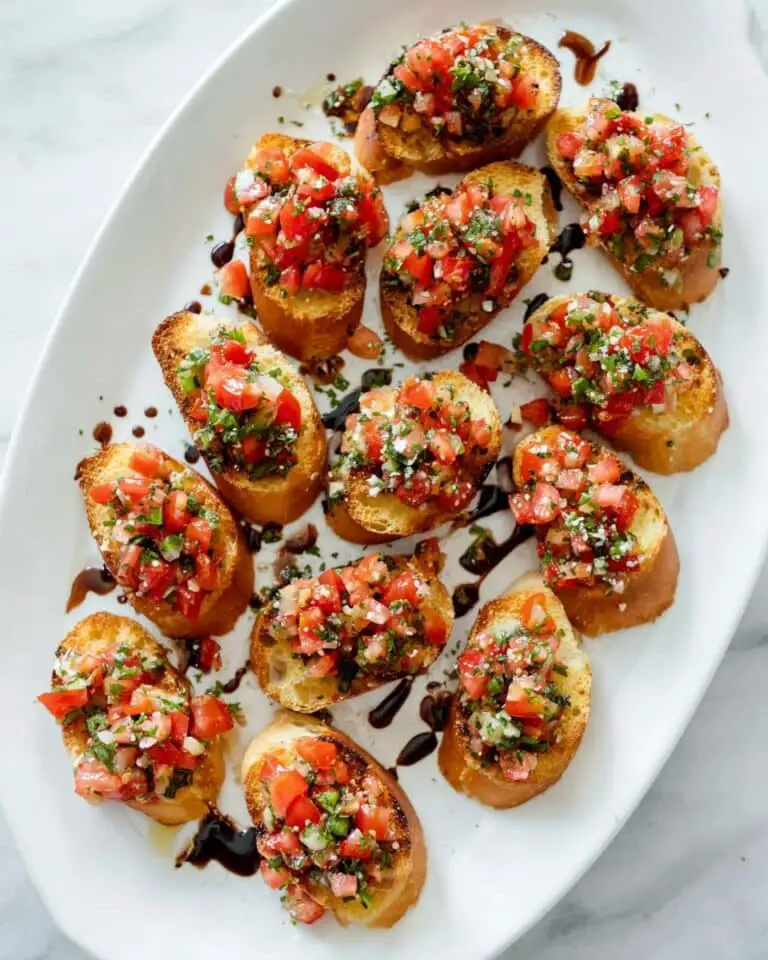 Tomato Bruschetta with Parmesan and Balsamic Glaze Recipe