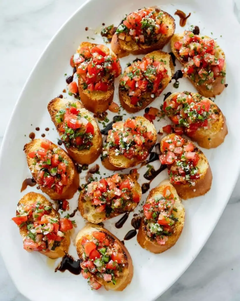 Tomato Bruschetta with Parmesan and Balsamic Glaze Recipe