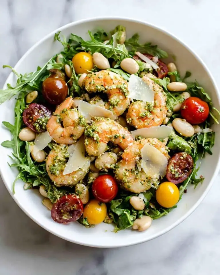 Shrimp, Parmesan, and White Bean Salad with Cherry Tomatoes and Arugula Recipe