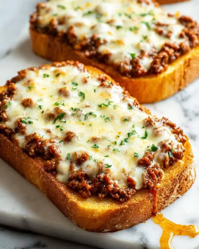 Garlic Butter French Bread with Savory Sloppy Joe Topping and Melty Cheese Recipe