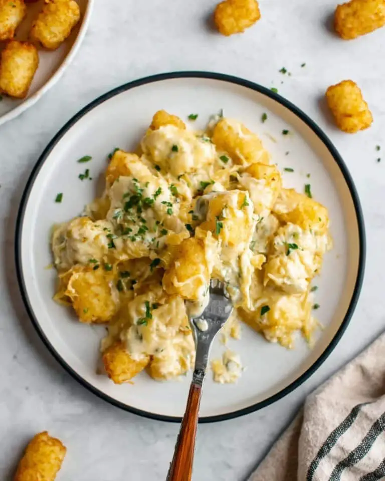 Tater Tot Casserole with Cheddar and Chicken Recipe