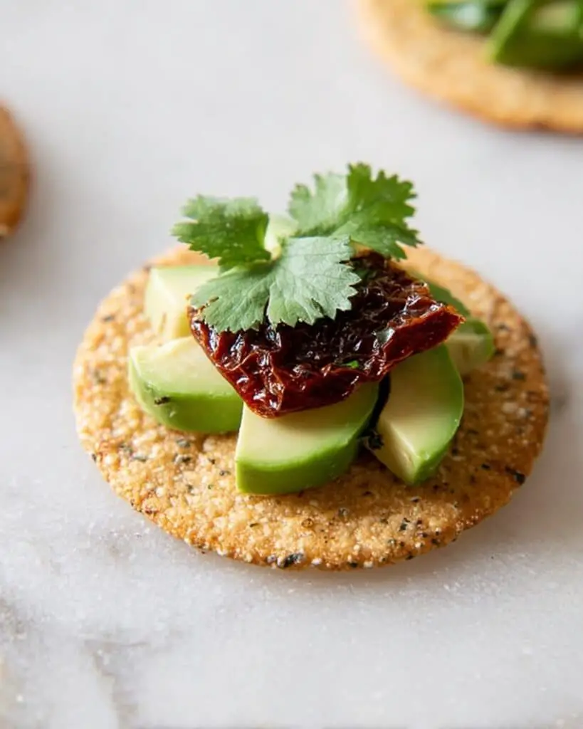Avocado and Sun-Dried Tomato Crackers Appetizer Recipe