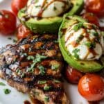 Grilled Chicken with Avocado, Tomatoes, and Melty Cheese Recipe
