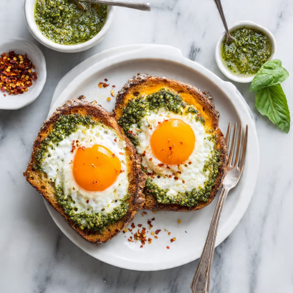 Pesto Ricotta Fried Eggs on Toast Recipe