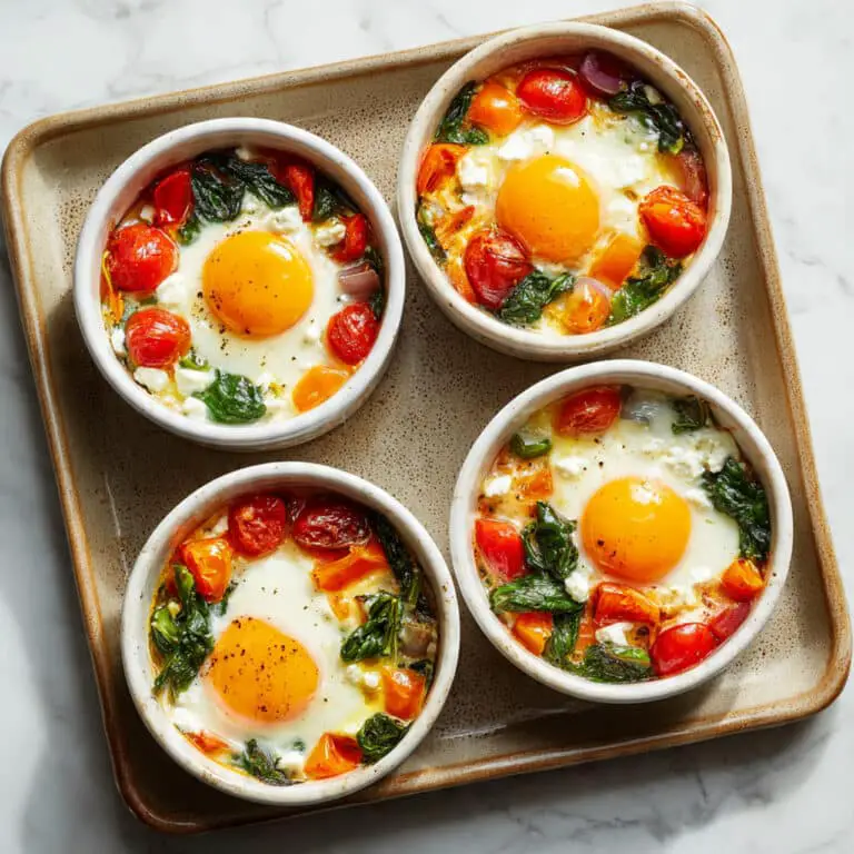 Baked Feta Eggs with Cherry Tomatoes and Spinach Recipe