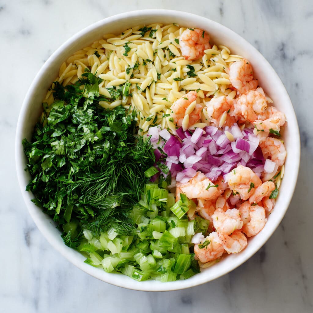 Orzo Salad with Roasted Shrimp, Fresh Herbs, and Feta Recipe