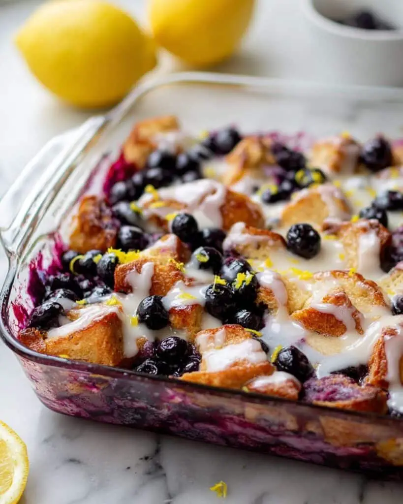 Blueberry Lemon Bread Pudding with Lemon Glaze Recipe