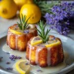Lavender Lemon Cakes with Glaze and Edible Flowers Recipe
