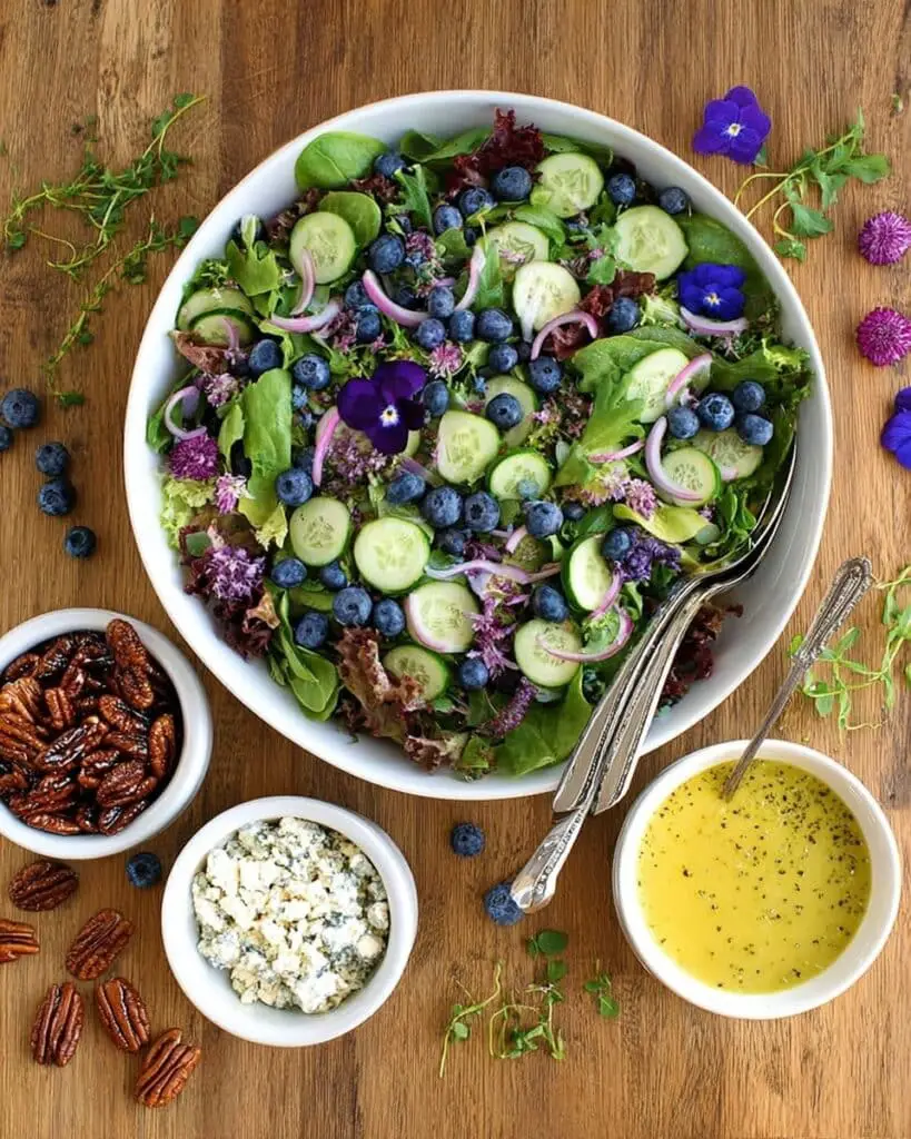 Arugula Herb Salad with Honey Mustard Lemon Dressing and Candied Pecans Recipe