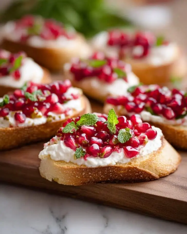 Goat Cheese Crostini with Pomegranate and Mint Recipe