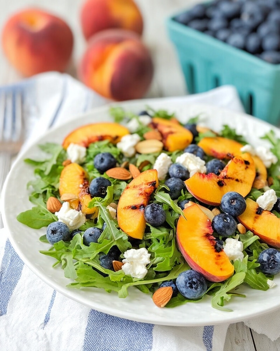 Grilled Peach and Blueberry Salad with Balsamic Glaze Recipe