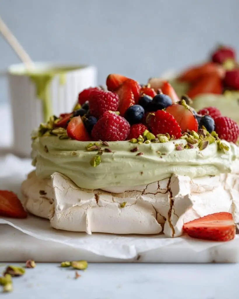 Pistachio and Berry Pavlova with Pistachio Cream Recipe