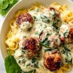 Chicken Ricotta Meatballs in Creamy Parmesan Spinach Sauce Recipe