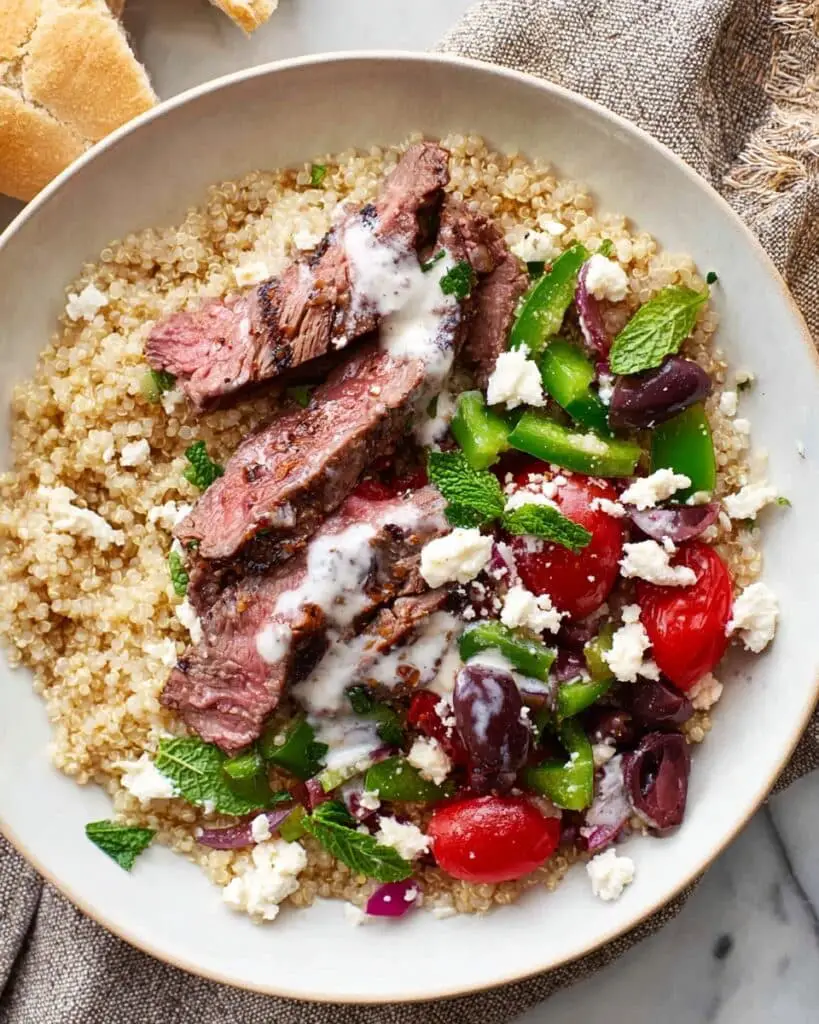 Mediterranean Steak Grain Bowl Recipe