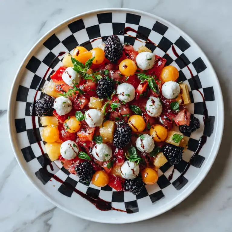Fruit Caprese Salad with Mozzarella, Peaches, and Balsamic Glaze Recipe
