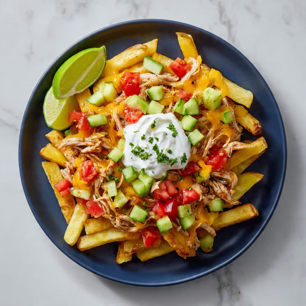 Cheesy Fries with Fresh Avocado, Coriander, and Chilli Salsa Recipe