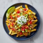 Cheesy Fries with Fresh Avocado, Coriander, and Chilli Salsa Recipe