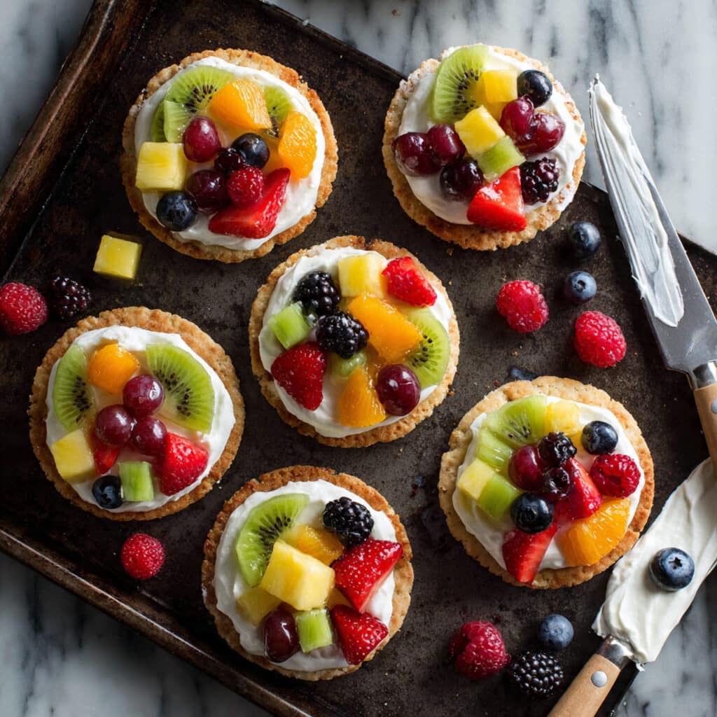 Chewy Vanilla Sugar Cookies with Cream Cheese Frosting and Fresh Fruit Recipe