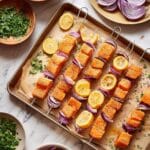 Garlic-Lemon Marinaded Salmon Skewers Recipe