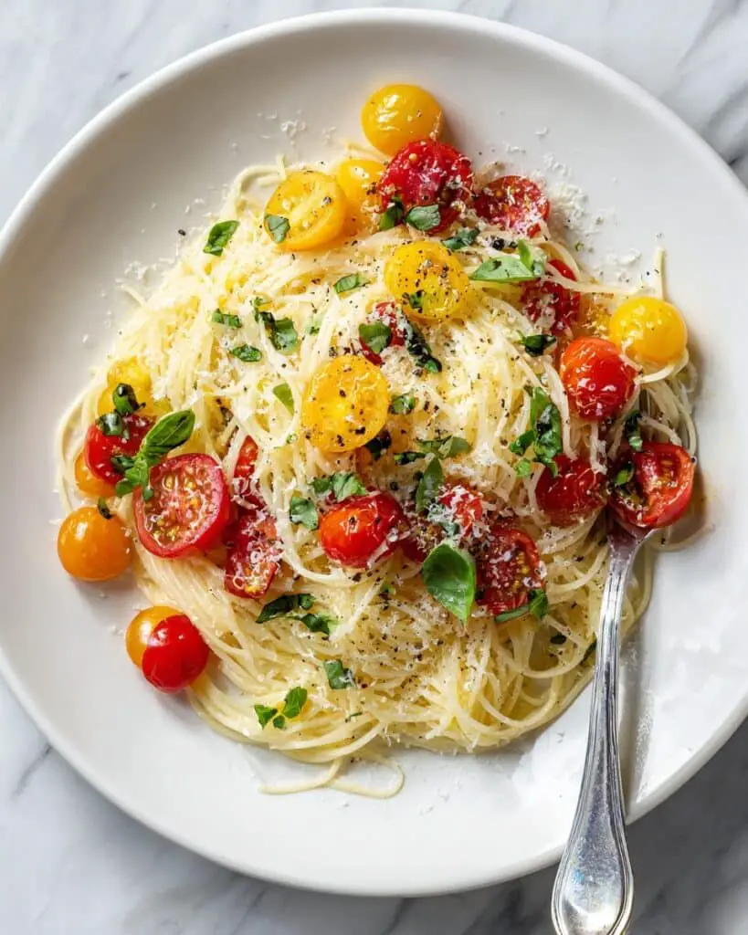 Garden Veggie Pasta with Cherry Tomatoes and Basil Recipe