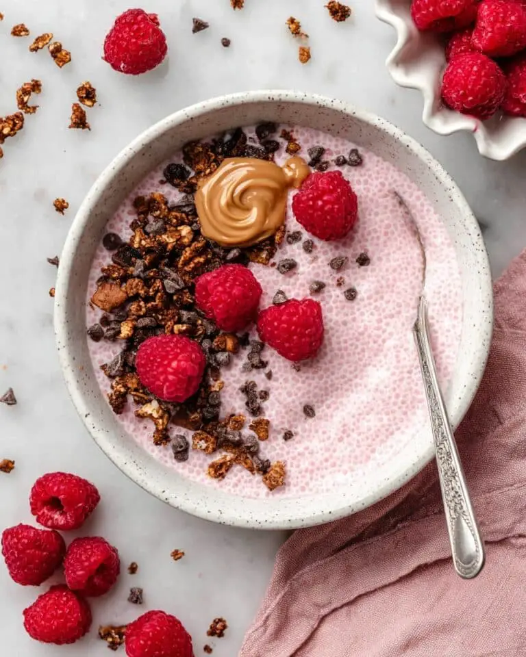 Raspberry Vanilla Chia Pudding with Toppings Recipe