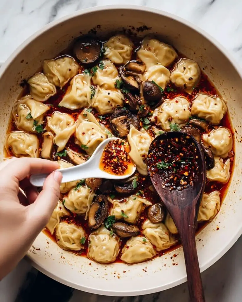 Wontons in Spicy Chili Sauce Recipe