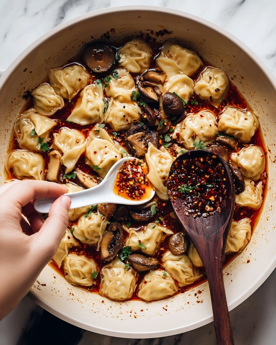 Wontons in Spicy Chili Sauce Recipe