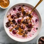 Cheesecake Yogurt Bowl with Cherries, Cereal, and Chocolate Recipe
