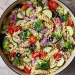Colorful Vegetable Pasta Salad with Italian Dressing and Parmesan Recipe