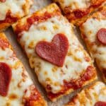 Shaped Heart Pizza with Pepperoni and Mozzarella Recipe
