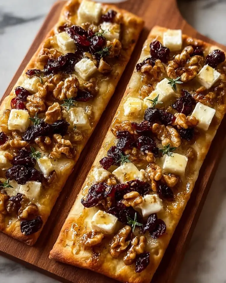 Toasted Flatbread with Brie, Cranberries, Walnuts, and Hot Honey Drizzle Recipe